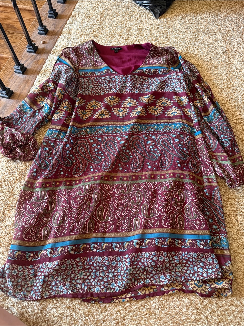Sam boho like paisley print long sleeve dress